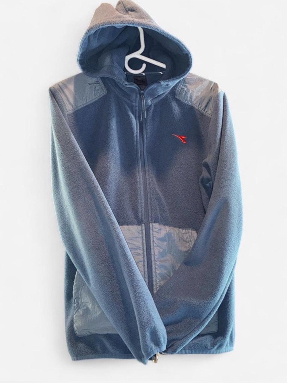 Diadora Blue Hooded Zip-Up Sweater with Red Logo